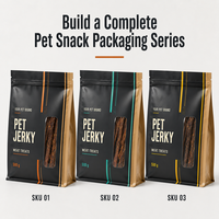 Sachet personnalisé à fond plat avec fermeture éclair pour friandises pour chiens, viande séchée et emballage alimentaire pour animaux de compagnie sous marque privée