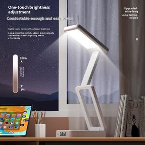 Petite lampe LED pliable avec horloge de lecture et clip, rechargeable, idéale pour dortoir, bureau ou chambre d'étudiant - Product Image 2