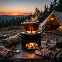 Réchaud à bois portable en acier inoxydable - Cuisinière de camping sans fumée pour la cuisson en plein air et le barbecue