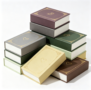 Eco-friendly Vintage Gold Embossed Square Flip Magnetic Closure Luxury Jewelry <b>Boxes</b> Bulk Sturdy Cardboard Paper Boutique Retail - Product Image 3