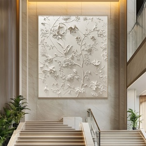 Arte Murale 3D con Fiori Dipinti a Mano in Rilievo per Decorazione di Hall di Hotel, Progetti Commerciali di Lusso <span class=keywords><strong>e</strong></span> Ospitalità - Product Image 4