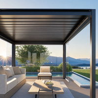 Pergola bioclimatique de luxe 4x3 4x4m en aluminium, imperméable, avec toit à persiennes et système de gouttière intégré pour terrasse