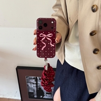 Coque de protection IMD motif nœud papillon écossais rouge bordeaux pour iPhone 18 Pro Max, anti-perte, protection d'objectif, marque privée