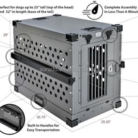 2025 Grand transporteur de luxe pour chien en aluminium massif inoxydable, pliable, avec ventilation renforcée, cage robuste et plateau en plastique