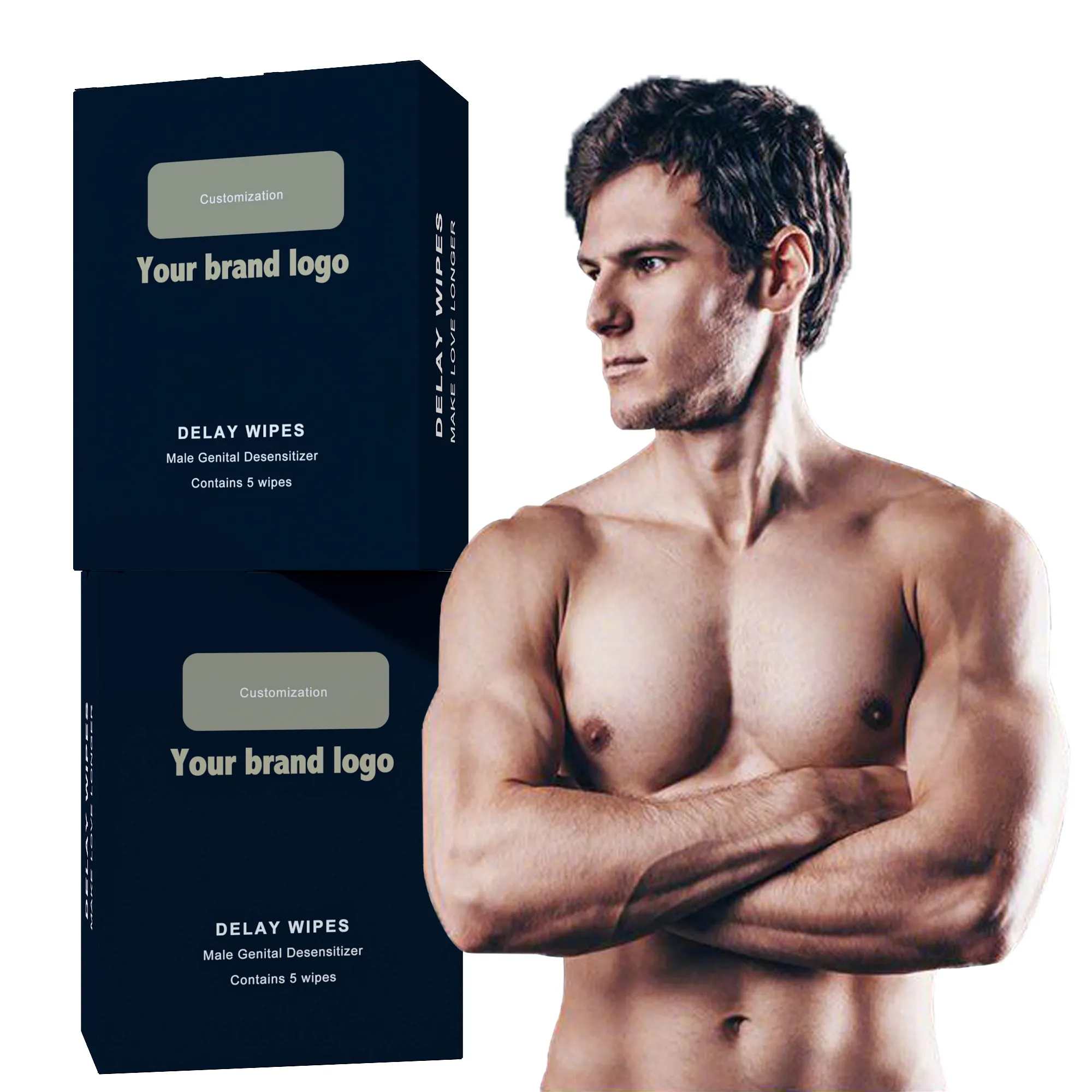 Hot Sale Sex Products Pure Herbs homens atraso toalhetes toalhetes adultos fazer amor mais embalados individualmente mini caixa 5pcs para o sexo masculino