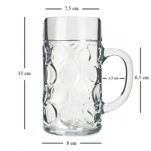 Bicchieri da birra trasparenti riutilizzabili da 500 cc per feste ed eventi, dimensioni 8x15 cm - Product Image 2