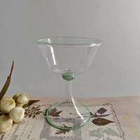 Verre à vin soufflé à la main avec bord vert - Design européen - Résistant à la chaleur - Capacité de 180 ml - Pour la maison, le bar et les occasions spéciales - Marque Jingyi