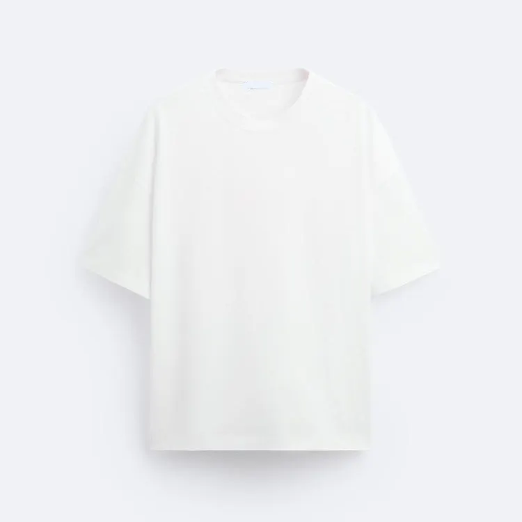Camiseta masculina personalizada com gola canelada em branco, camiseta de alta qualidade 100% algodão, roupa de rua grande, para homens