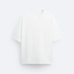 T-shirt da uomo personalizzate con collo a costine di alta qualità in bianco T-shirt 100% cotone oversize streetwear T-shirt da uomo