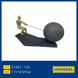 17x12x29cm stile Art déco scultura in resina decorazione artigianale figurina decorativa per la decorazione della parete di casa moderna in metallo tradizionale - Product Image 1