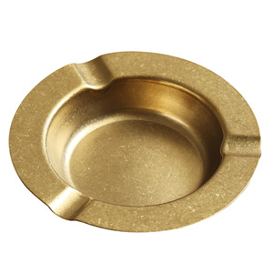 Stainless Steel Ashtray Round Cigar Holder Gold Finish For Home Outdoor KTV Restaurant Use - Product Image 1
