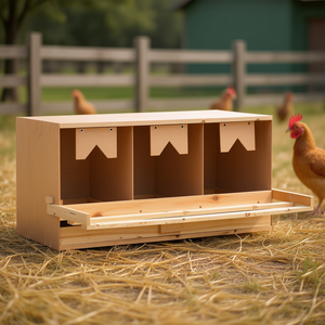 Nido de pino macizo para gallinas ponedoras, 3 compartimentos, 37.8x15.7x17.7 pulgadas, para la puesta de huevos - Product Image 2