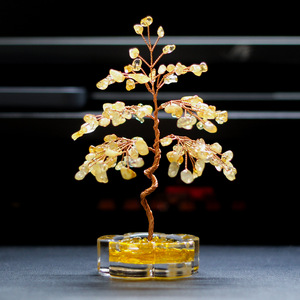 <b>Crystal</b> <b>Tree</b> Citrine Wire Art Yellow Desktop Ornament Home Decoration - Product Image 1