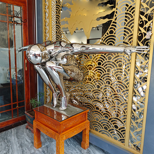 Sculpture en acier inoxydable poli de taille réelle, homme nu, décoration artistique moderne pour hôtel, maison, BLVE - Product Image 3