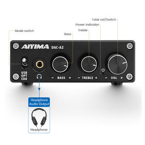 <span class=keywords><strong>AIYIMA</strong></span> DAC-A2 2.0CH USB DAC Décodeur Audio Amplificateur de Son Convertisseur Audio Numérique-Analogique MINI HiF USB/Coaxial/Optique - Product Image 4