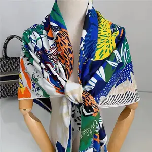 Manufacturer Winter Print Silk And Silk Wool Cashmere Blend Scarves Scarf 130cm Cashmere Women Hand Rolled Shawls Wraps