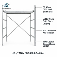 Échafaudage à cadre HDG MF1217 type échelle 1200x1700mm avec planche en acier et étais transversaux pour la rénovation de bâtiments JGJ128