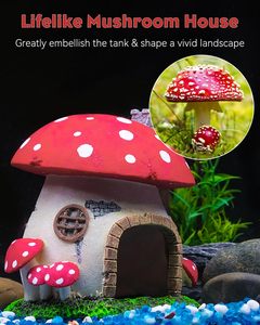 Acuario Casa de setas Casa de simulación de cerámica pecera decoración paisaje acuario peces y camarones escondite Cueva de desove - Product Image 3