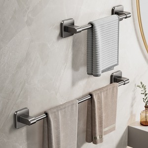 Toallero de pared Blue Vine, de aleación de aluminio, de una sola capa, autoadhesivo, diseño moderno, capacidad de carga de 10 kg - Product Image 4
