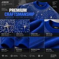 Sweat-shirt streetwear de luxe, design personnalisé, orné de strass, coupe oversize, col rond, fabricant OEM ODM