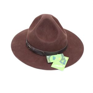 Chapeau haut de forme en feutre de laine australienne ND117 pour adulte unisexe, 100 % laine, large bord, style gentleman, avec fleur et nœud, toutes saisons - Product Image 1