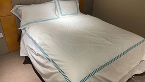Juego de Ropa de <span class=keywords><strong>Cama</strong></span> Hospitalaria de 4 Piezas, 100% <span class=keywords><strong>Algodón</strong></span>, 400 Hilos, con Logotipo Personalizado, <span class=keywords><strong>Funda</strong></span> de Edredón Lavada, Sábanas y Sábana Ajustable - Product Image 5
