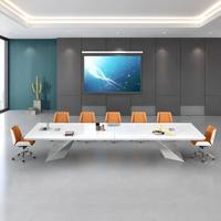 Ensemble de table et chaises de conférence de luxe blanc laqué automobile, plateau de 8 cm, capacité 500 kg, E1 Eco, 12 tailles, couleur personnalisée, OEM, pour réunions