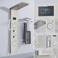 Hot Sell Salle de bain Colonne de douche murale en acier inoxydable avec cascade Panneaux de douche à LED