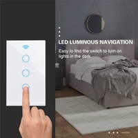 Interrupteurs muraux 10A, norme US/AU, 120*72mm, interrupteur tactile WIFI Tuya, 1/2/3/4 voies, contrôlable par application intelligente, Alexa, Google Home