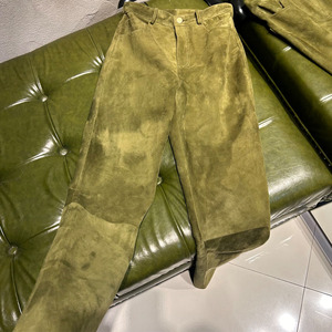 Pantalon long en daim vintage, pantalon en cuir d'agneau véritable, pantalon long droit en daim pour femme - Product Image 5