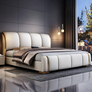 Элитная современная кровать с местом для хранения, в минималистичном стиле, кожаная, размера «king-<span class=keywords><strong>size</strong></span>», популярный итальянский роскошный комплект мебели для спальни - Product Image 2