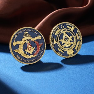 Hard Enamel Plated Metal Commemorative Coin Custom Engraved Die Cast Souvenir Challenge Coin for <strong>Masonic</strong> Collection - Product Image 1