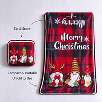 Selimut Flanel Natal Custom Print dengan Kantong Zipper Portabel untuk Perjalanan, Berkemah, dan Hadiah