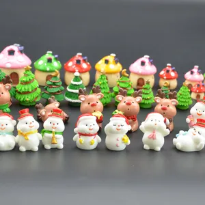Figuras de boneco de neve e bonecos de neve de Papai Noel em 3D, figuras de aldeia em miniatura, pessoas, animais, artesanato de Natal para decoração de jardim infantil