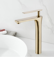 Nouvelle arrivée : Robinet de lavabo de salle de bain haut de gamme en acier inoxydable doré brossé, sans contact, à montage sur comptoir