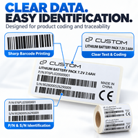Étiquettes d'identification de produits personnalisées, autocollants en rouleau PET blancs avec code-barres, numéro de série, code QR pour les batteries électroniques