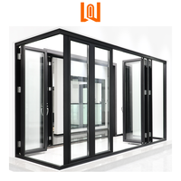 Nouveau design portes pliantes en verre d'aluminium à rupture thermique villa portes d'angle coulissantes en aluminium à l'épreuve des ouragans