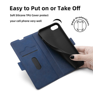 Étui de téléphone en cuir avec porte-cartes pour Samsung S24 Plus S23 S22 S21, compatible avec les modèles 15, 14 Plus, <span class=keywords><strong>13</strong></span> <span class=keywords><strong>Pro</strong></span> Max, 12 Plus, 11 – Housse de protection élégante et professionnelle - Product Image 4