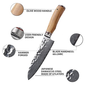 <span class=keywords><strong>Couteau</strong></span> <span class=keywords><strong>de</strong></span> <span class=keywords><strong>Chef</strong></span> en acier véritable damas avec motif martelé et <span class=keywords><strong>couteau</strong></span> <span class=keywords><strong>de</strong></span> cuisine <span class=keywords><strong>Santoku</strong></span> en bois d'olive - Product Image 3