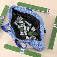 Set Permainan Mahjong Melamin Modern Portabel Mewah Tahan Lama Ramah Lingkungan Lengkap 166 Ubin Putih Empat Rak Indikator Angin Dadu