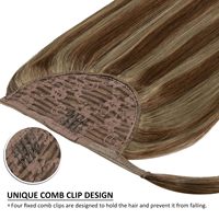 Queue de cheval en cheveux humains vierges européens 100 % naturels, ondulés, double épaisseur, avec cordon de serrage, 10g, vente en gros