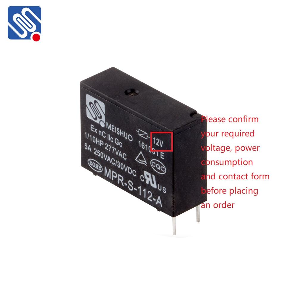 MEISHUO MPR-S-112-A Miniature 10a Power Relay 4pin 12v PCB Relays High Power Contact Load Sealed Start Relay for Condition