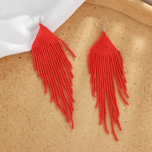 Pendientes bohemios largos con cuentas de borla hechos a mano <span class=keywords><strong>grandes</strong></span> pendientes colgantes de araña bohemios con cuentas de semillas pendientes colgantes para mujer - Product Image 3