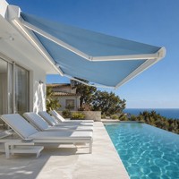 Auvent électrique durable à cassette intégrale avec garantie de 8 ans, imperméable et anti-UV, auvent de luxe pour terrasse de maison moderne