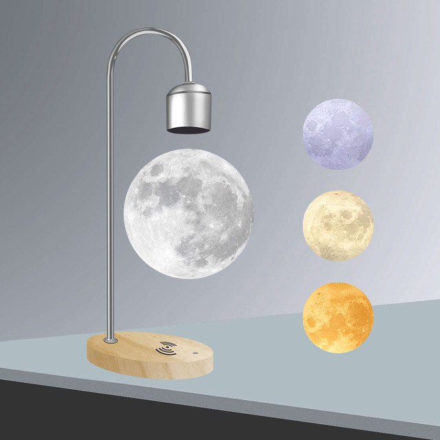 3D Printed Floating Moon Lamp Seamless Integrated Creative Magnetic Table Lamp with LED Night Light for Bedroom Home Decoration