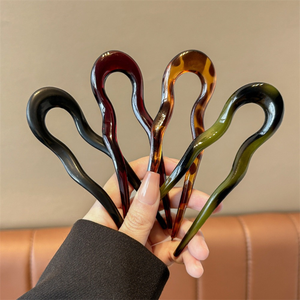 Pince à <span class=keywords><strong>cheveux</strong></span> en acrylique en forme de U de 13 cm, surdimensionnée, pour chignon ondulé, pour coiffures relevées, pour filles et femmes - Product Image 4