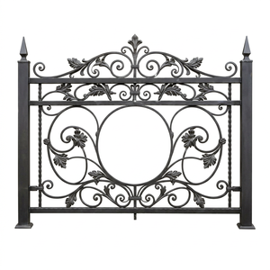 Panneau de clôture en fer forgé résistant à la rouille avec motif décoratif, facile à assembler, adapté à une utilisation en extérieur. - Product Image 1