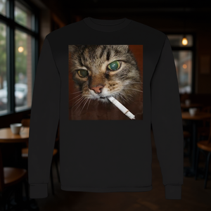 Cat Meme Smoking <b>Cigarette</b> Long <b>Sleeve</b> T-Shirt - Product Image 3