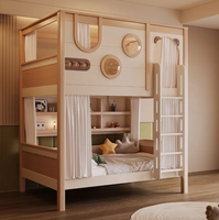 Lit superposé avec toboggan, lit superposé en bois pour enfants avec escalier, fenêtre et armoire pour garçons ou filles