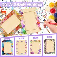 Set Bingkai Foto Kayu Kosong DIY dengan Penyangga untuk Lukisan Anak & Dekorasi Dinding Rumah untuk Pesta